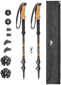 Cascade Mountain Tech Aluminum Adjustable Trekking Poles - Lightweight Quick Lock Walking Or Hiking Stick - 1 Set (2 Poles)